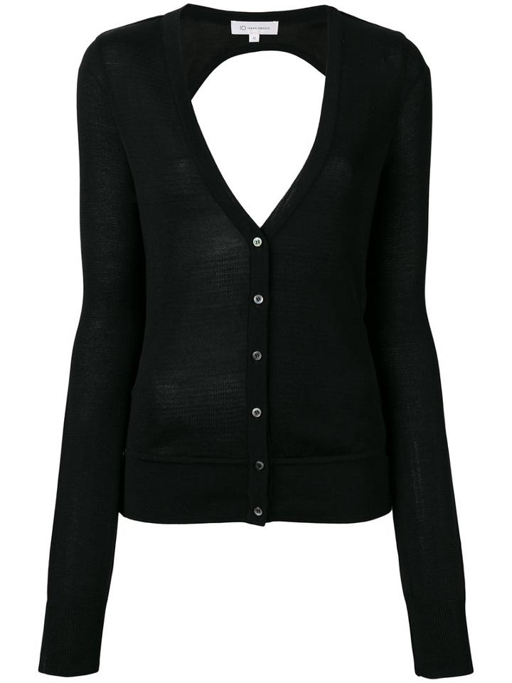 Io Ivana Omazic - Elongated Sleeves V-neck Cardigan - Women - Silk/viscose - 44, Women's, Black, Silk/viscose