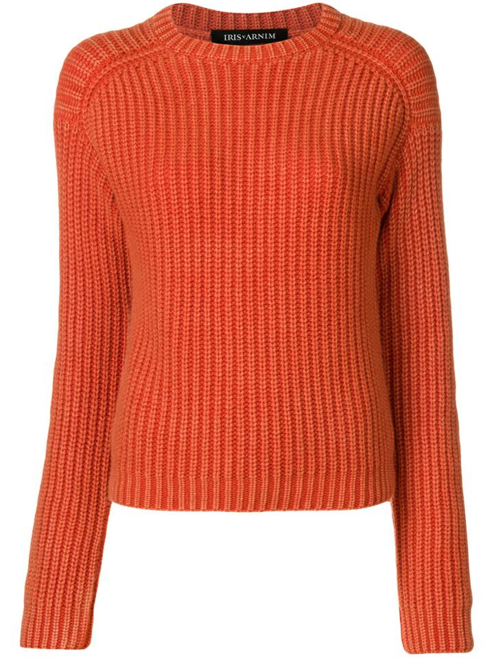 Iris Von Arnim Ribbed Round Neck Jumper - Yellow & Orange