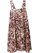 Msgm Graphic Leopard Print Dress, Women's, Size: 42, Grey, Silk