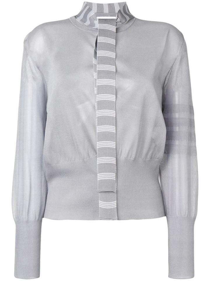 Thom Browne 4-bar Relaxed Necktie Blouse - Grey