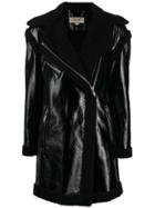 Michael Michael Kors Shearling Lining Zip Coat - Black