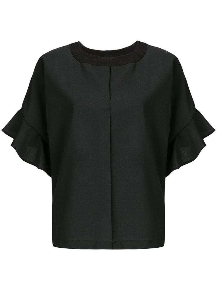 Semicouture Ruffle Sleeve Blouse - Black