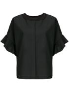 Semicouture Ruffle Sleeve Blouse - Black