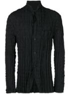Issey Miyake Men Crinkled Pinstripe Shirt - Black