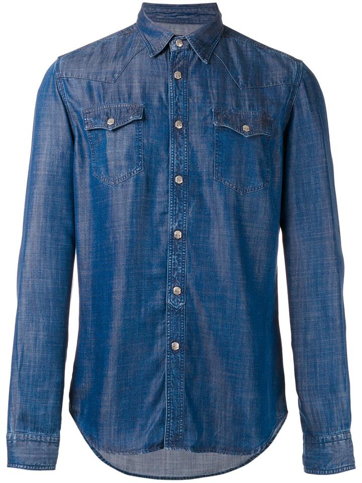 Hydrogen Chest Pocket Denim Shirt, Men's, Size: Medium, Blue, Lyocell