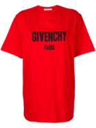 Givenchy - Columbian-fit Distressed Logo T-shirt - Women - Cotton - Xs, Red, Cotton