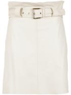 Nk Leather Belted Skirt - Nude & Neutrals