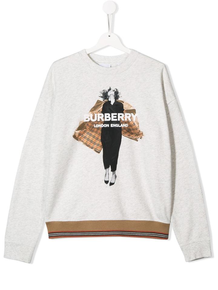Burberry Kids Logo Print Sweatshirt - Grey