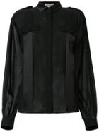 Saint Laurent Sheer Panel Shirt - Black