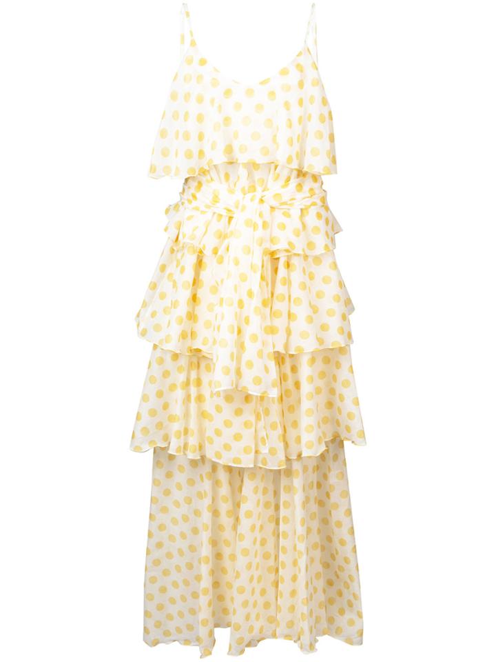 Lisa Marie Fernandez Polka-dot Ruffle Dress - Yellow & Orange