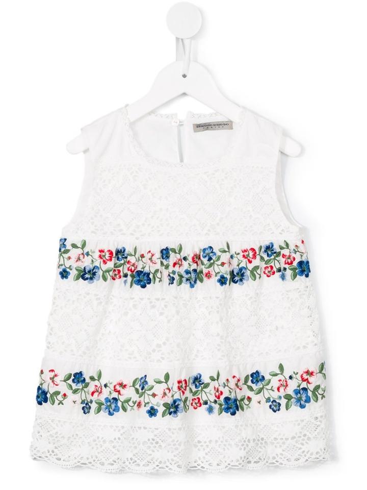Ermanno Scervino Junior Floral Embroidery Lace Blouse, Girl's, Size: 12 Yrs, White