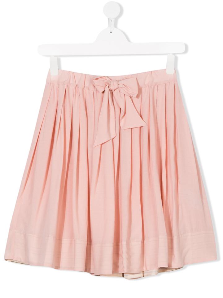 Bellerose Kids Teen Bow Front Pleated Skirt - Pink & Purple
