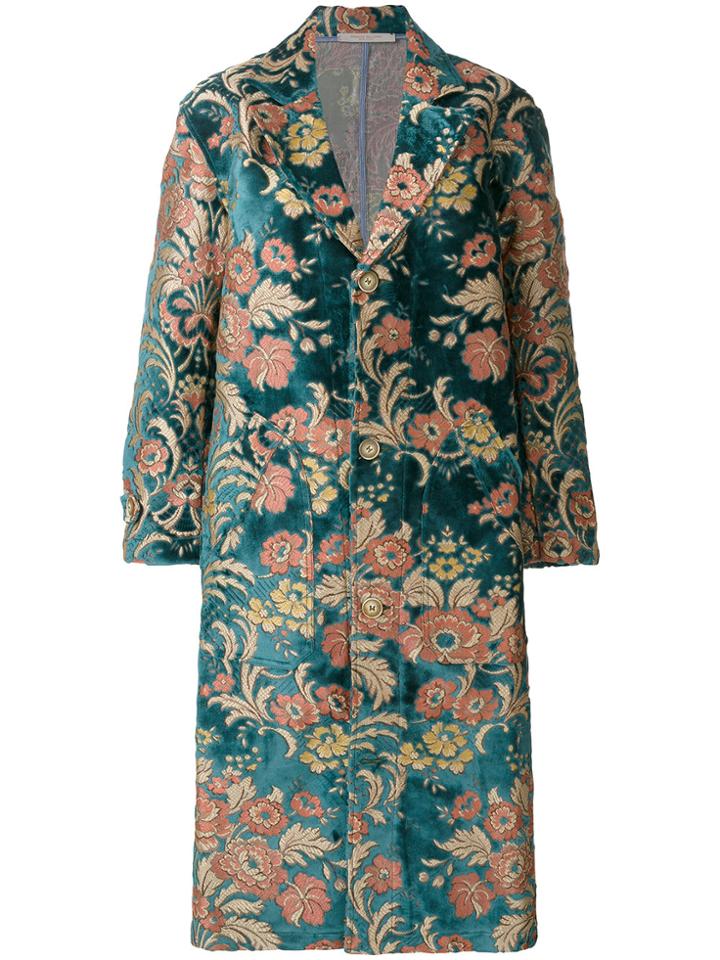 Ermanno Gallamini Oversized Floral Coat - Blue