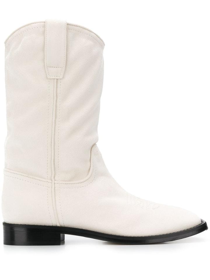 Alberta Ferretti Cowboy-style Ankle Boots - White