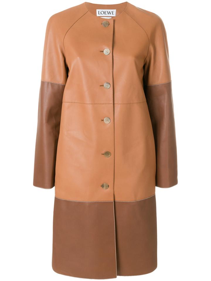 Loewe Two-tone Buttoned Coat - Brown