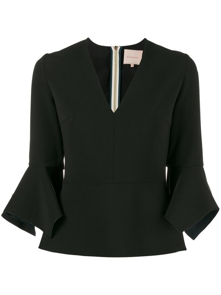 Roksanda - Prila V-neck Blouse - Women - Silk/polyester/spandex/elastane/viscose - 14, Black, Silk/polyester/spandex/elastane/viscose