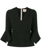 Roksanda - Prila V-neck Blouse - Women - Silk/polyester/spandex/elastane/viscose - 14, Black, Silk/polyester/spandex/elastane/viscose