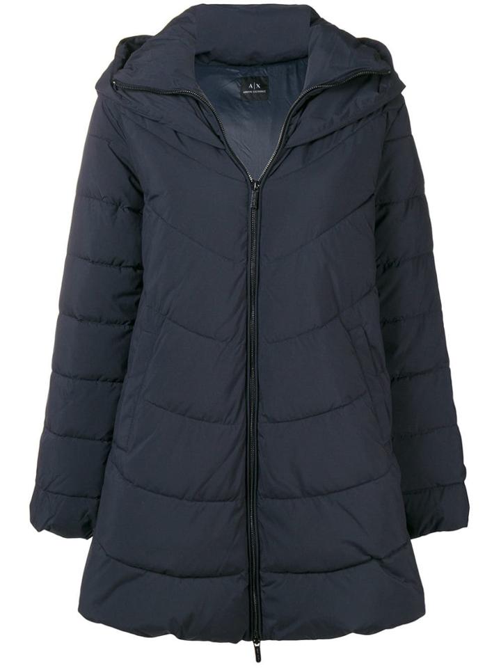 Armani Exchange Hooded Down Jacket - Blue