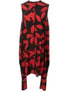 Marni Leaf Print Dress, Women's, Size: 38, Red, Silk