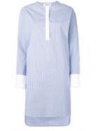 Harmony Paris Collarless Shirt Dress, Women's, Size: 36, Blue, Cotton