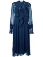 Ruffled Long Dress, Women's, Size: 42, Blue, Polyester/viscose, See By Chloé