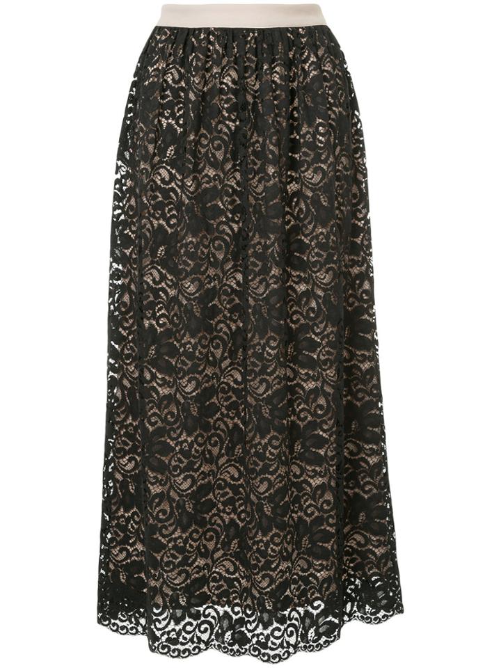 Han Ahn Soon High-waisted Scalloped Skirt - Black