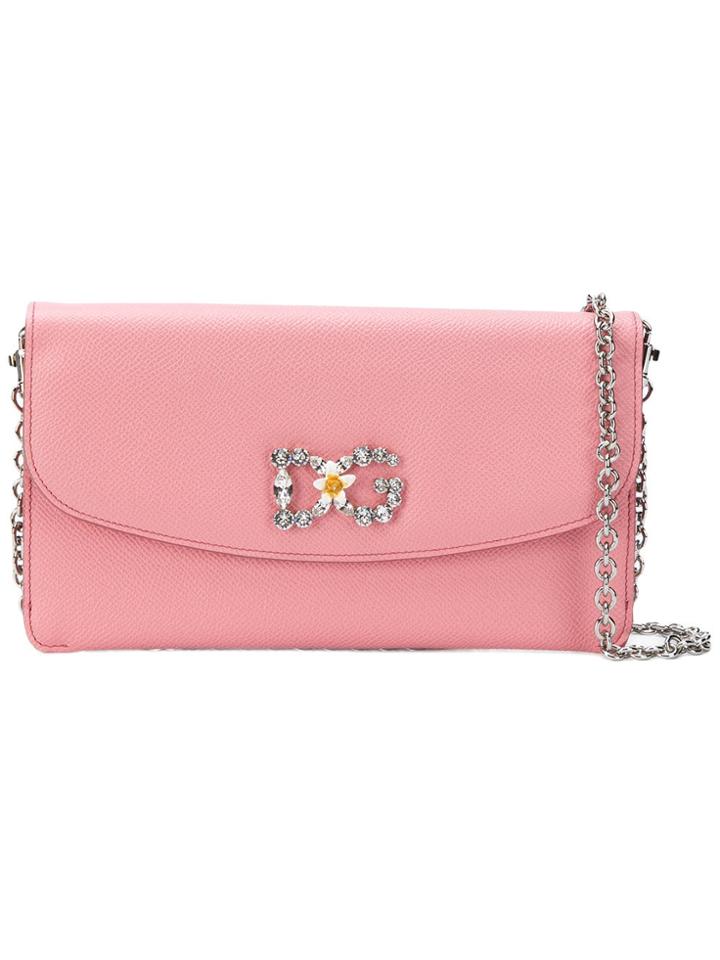 Dolce & Gabbana Crystal Embellished Chain Wallet - Pink