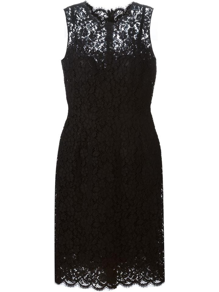 Dolce & Gabbana Floral Lace Midi Dress, Women's, Size: 38, Black, Cotton/viscose/nylon/polyamide