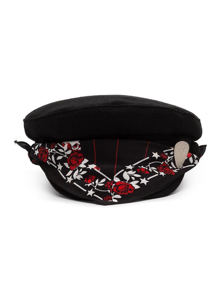 Rockins Scarf-effect Floral-print Baker Boy Hat - Black