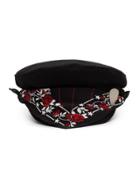 Rockins Scarf-effect Floral-print Baker Boy Hat - Black