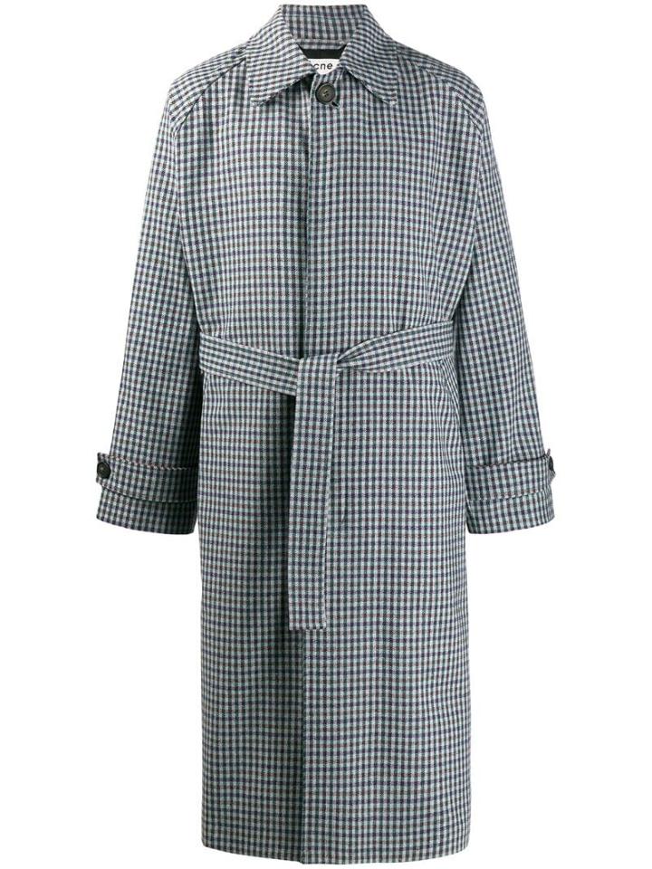 Acne Studios Checked Overcoat - Green