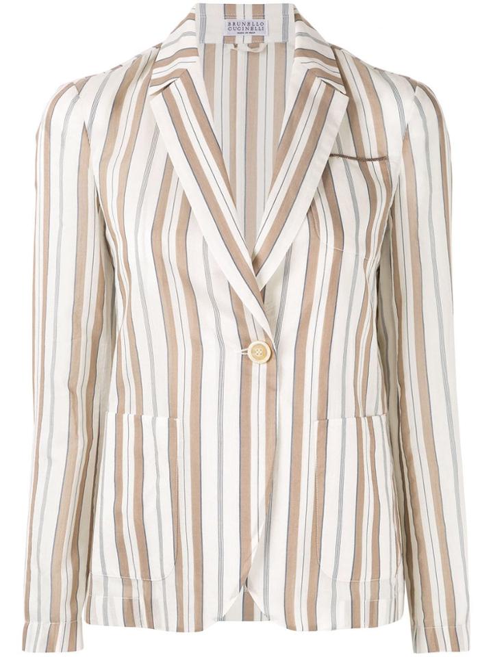 Brunello Cucinelli Striped Blazer - White