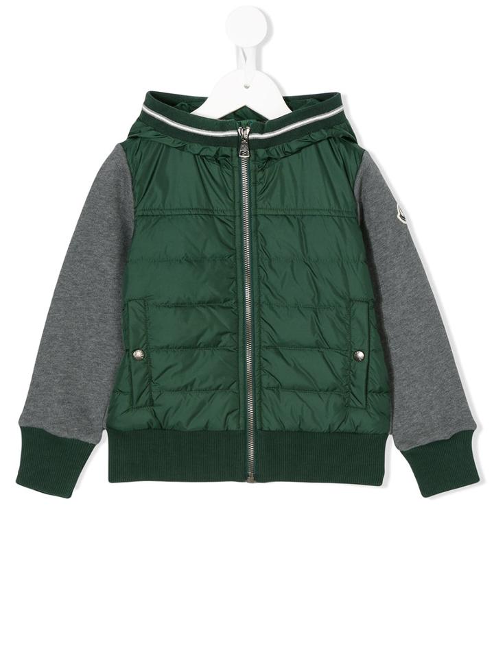 Moncler Kids - Contrast Panel Hoodie - Kids - Cotton/polyamide - 4 Yrs, Green