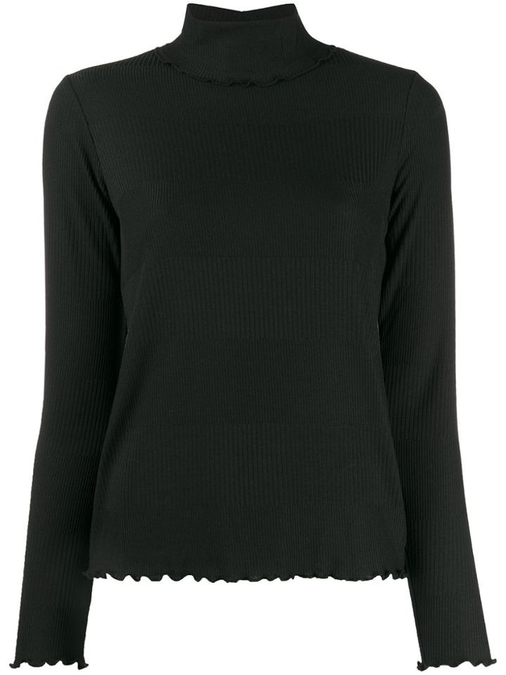 A.p.c. Dolcevita Ruffled Trim Jumper - Black