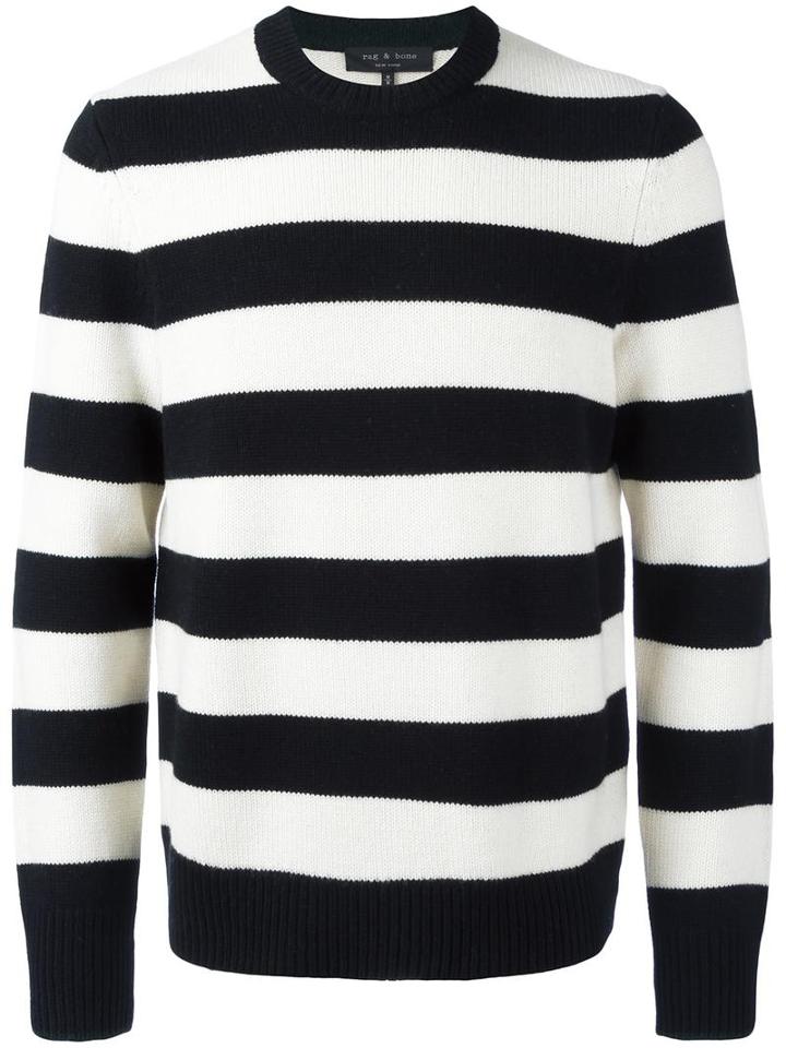 Rag & Bone Striped Jumper, Men's, Size: Medium, Black, Wool