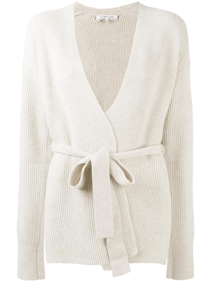 Helmut Lang - Belted Ribbed Cardigan - Women - Cashmere/wool - M, Nude/neutrals, Cashmere/wool