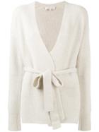 Helmut Lang - Belted Ribbed Cardigan - Women - Cashmere/wool - M, Nude/neutrals, Cashmere/wool