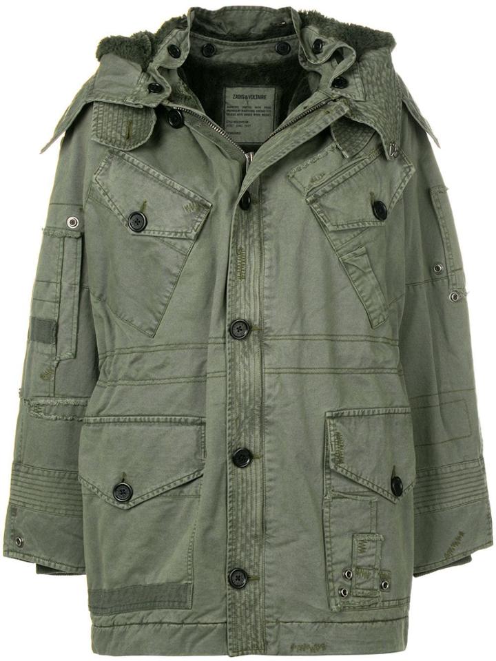 Zadig & Voltaire Faded Patchwork Parka Coat - Green