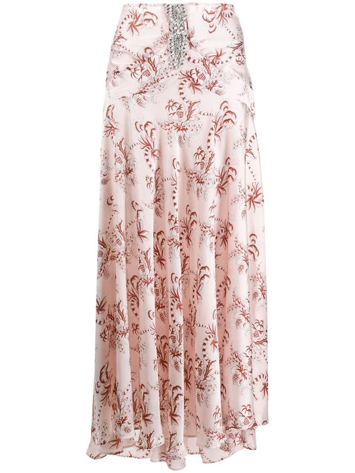 Paco Rabanne Crystal-embellished Floral Print Skirt - Pink