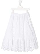 Alberta Ferretti Kids Perforated Midi Skirt - White