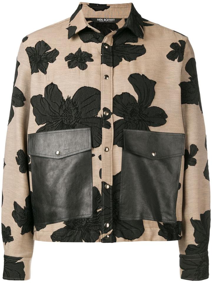 Neil Barrett Anemone Print Shirt Jacket - Neutrals