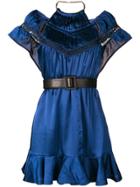 Self-portrait Belted Short Dress - Blue