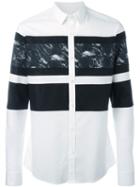 Les Hommes Urban Block Print Shirt, Men's, Size: 48, White, Cotton/spandex/elastane