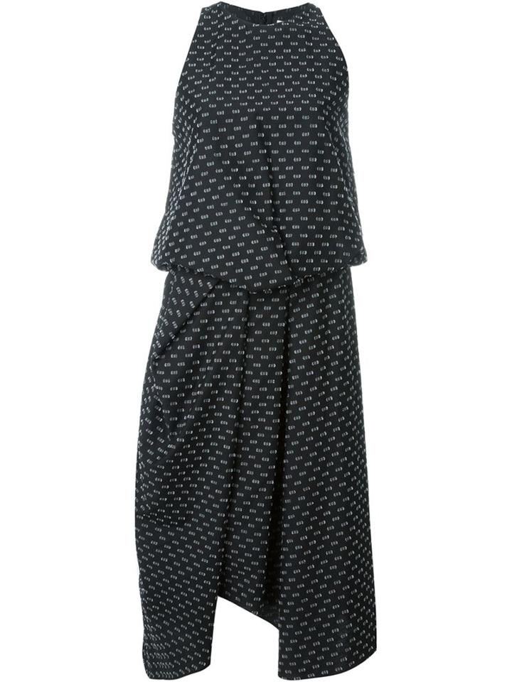 Chalayan - Tuck Drape Dress - Women - Cotton/polyester - 44, Black, Cotton/polyester