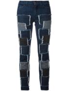 Giamba Patches Stretched Jeans, Size: 40, Blue, Cotton/spandex/elastane