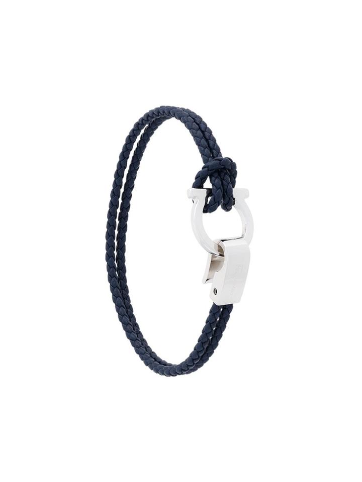 Salvatore Ferragamo Gancio Woven Bracelet - Black