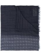 Armani Collezioni - Printed Fringed Scarf - Men - Linen/flax/modal - One Size, Blue, Linen/flax/modal