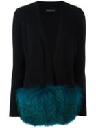 Izaak Azanei Ombre Raccoon Fur Trim Cardigan, Women's, Size: Medium/large, Black, Cashmere/wool/racoon Fur