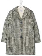 Simonetta Teen Checked Single-breasted Coat - Blue