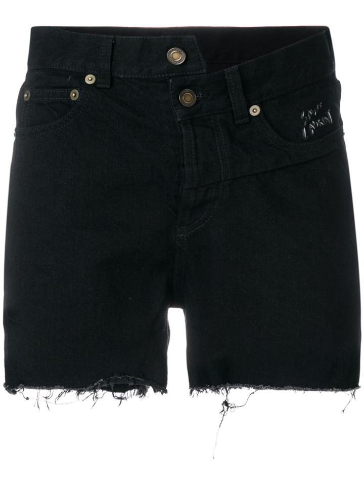 Saint Laurent Asymmetric Denim Shorts - Black